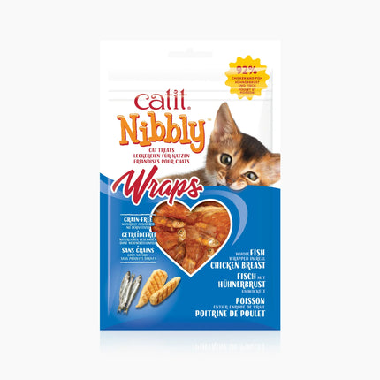 Catit Nibbly Wraps - Pollo & Pescado - 30g (Pack de 12 uds)