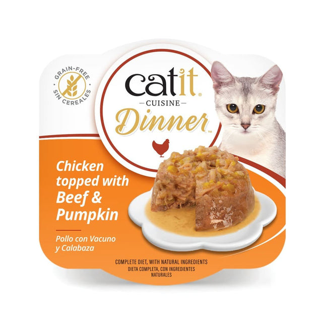 Catit Cuisine Dinner Pollo con Vacuno y Calabaza de 75g (Pack de 6 uds)