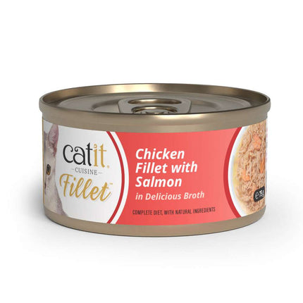 Catit Cuisine Fillet Pollo con Salmón en Caldo de 75g (Pack de 12 uds)