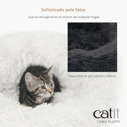 Catit Cama Fluffy, Gris Oscuro