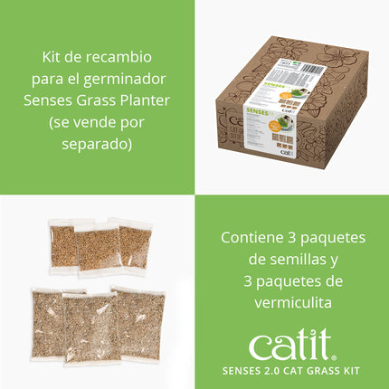 Catit Senses 2.0 Cat Grass Kit, 3uds