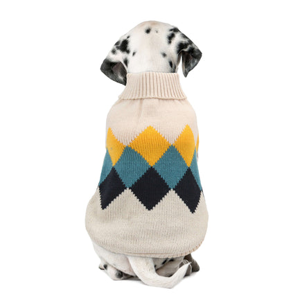 Jersey de punto beige con rombos de colores ALPHA DOG 25 cm.