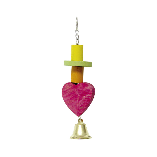 Juguete con corazón y campana para pájaros 24.50 cm.