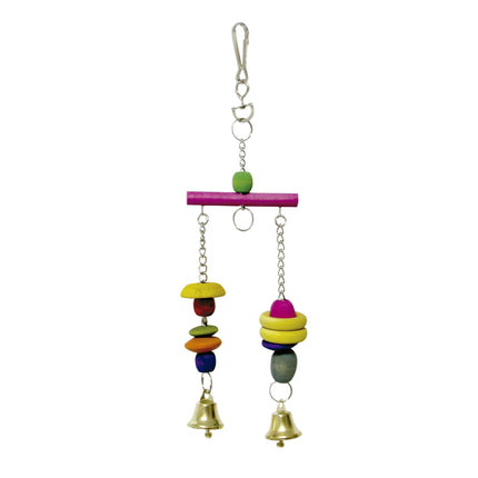Juguete con balanza y campanas para pájaros 23 cm.