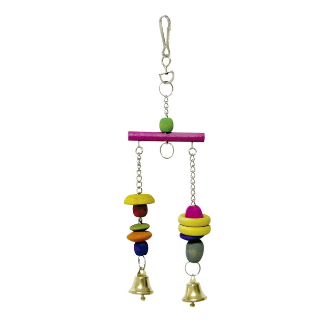 Juguete con balanza y campanas para pájaros 23 cm.