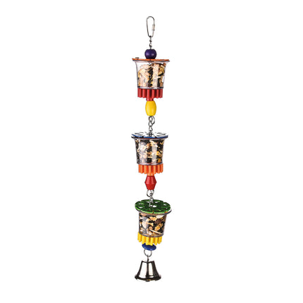Juguete dispensador de 3 cubos para pájaros 46 cm.
