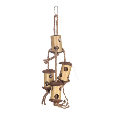 Juguete dispensador de madera para pájaros 40 cm.