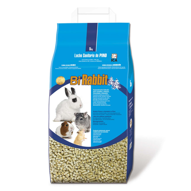 Lecho sanitario de pino Bi Rabbit de 5 kg (Pack de 3 uds)