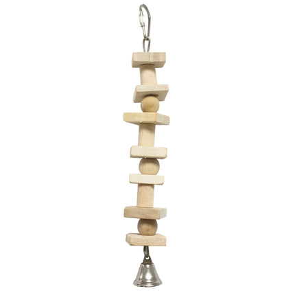 Juguete de madera natural con cuentas para pájaros 23 cm.