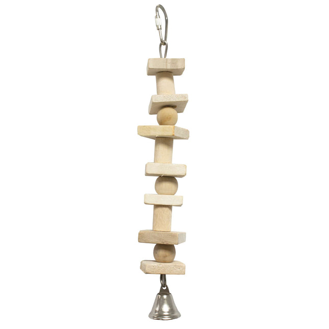 Juguete de madera natural con cuentas para pájaros 23 cm.