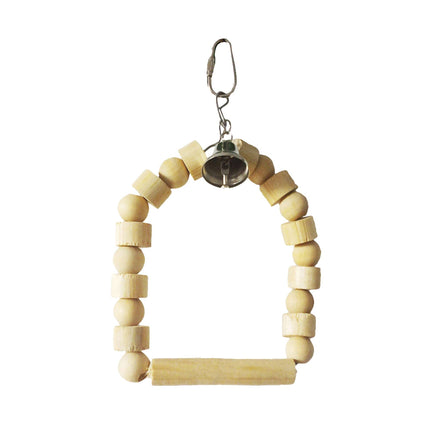 Juguete de madera natural con columpio para pájaros 20 cm.