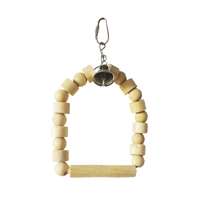Juguete de madera natural con columpio para pájaros 20 cm.