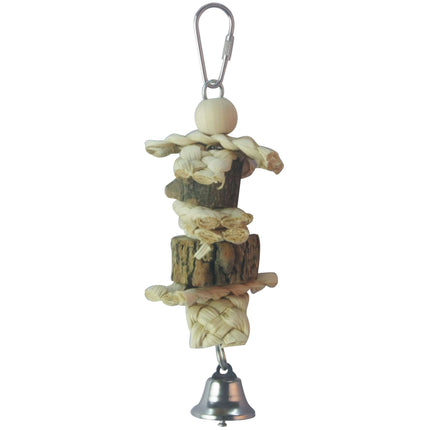 Juguete de madera natural con campana para pájaros 19.50 cm.