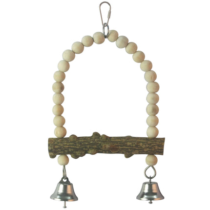 Juguete de madera natural con campanas para pájaros 22 cm.