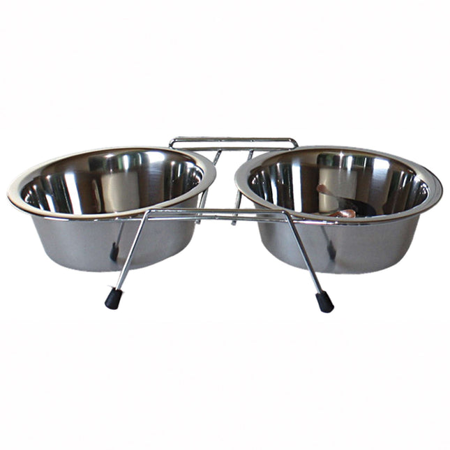 Comedero doble de acero inoxidable standard 12.50 cm.
