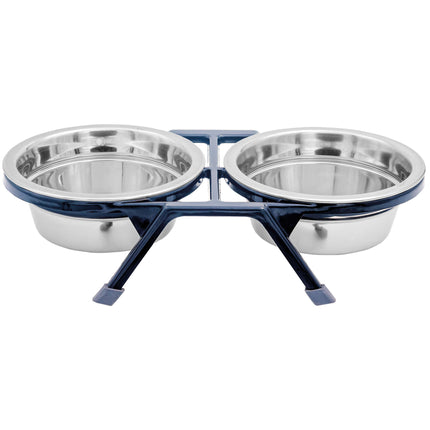Comedero doble con pie plástico negro Premier DOG de 14 cm