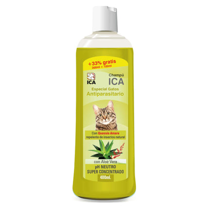 Champú antiparásitos con Aloe Vera para gatos PetSan 400ml
