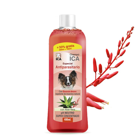 Champú antiparasitario con Aloe Vera para perros PetSan de 400 ml