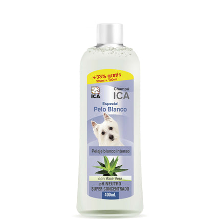 Champú especial pelo blanco con Aloe Vera para perros PetSan de 400 ml