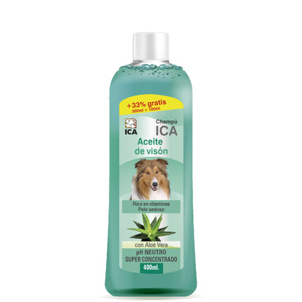 Champú de aceite de visón con Aloe Vera para perros PetSan de 400 ml