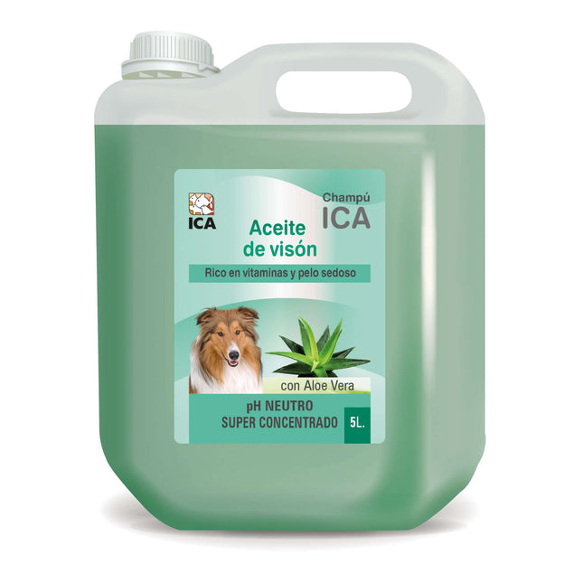 Champú de aceite visón con Aloe Vera para perros PetSan de 5 litros