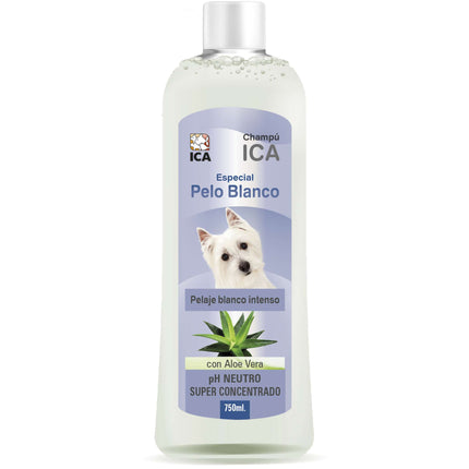 Champú especial pelo blanco con Aloe Vera para perros PetSan de 750 ml