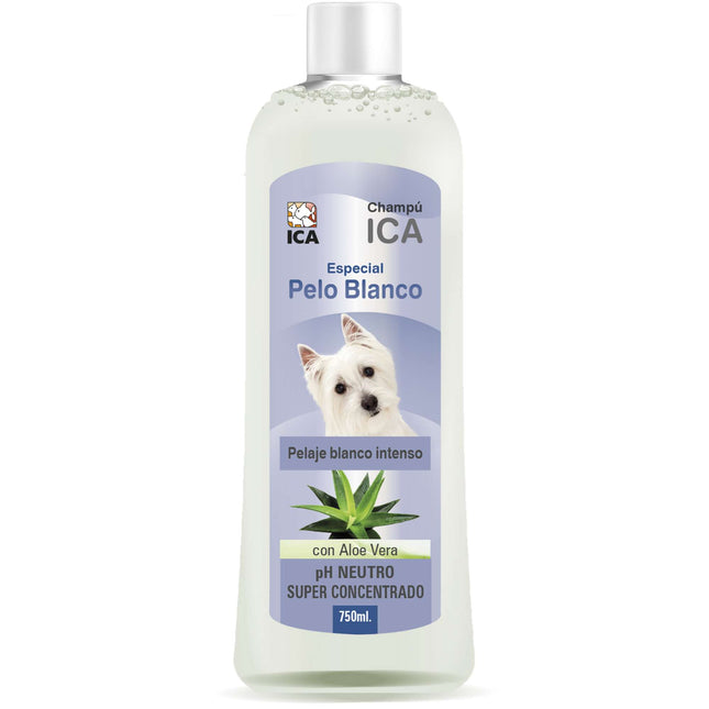 Champú especial pelo blanco con Aloe Vera para perros PetSan de 750 ml