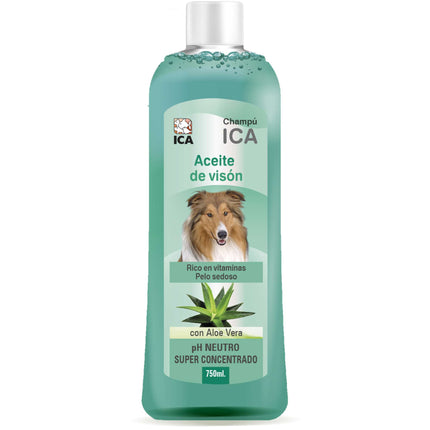 Champú de aceite de visón con Aloe Vera para perros PetSan de 750 ml