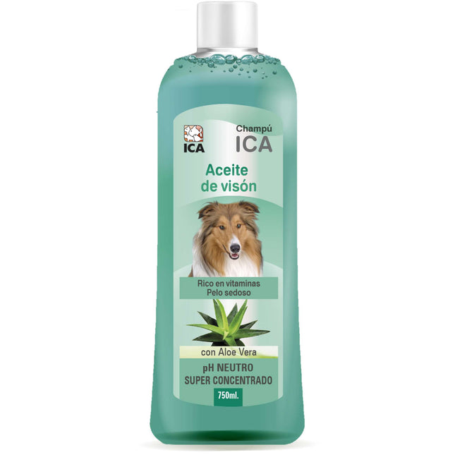 Champú de aceite de visón con Aloe Vera para perros PetSan de 750 ml