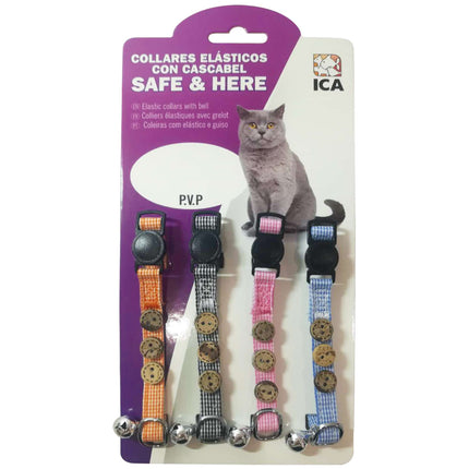 Collar de algodón con botones SAFE&HERE para gatos
