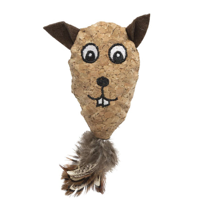 Juguete castor de corcho para gatos 15 cm.