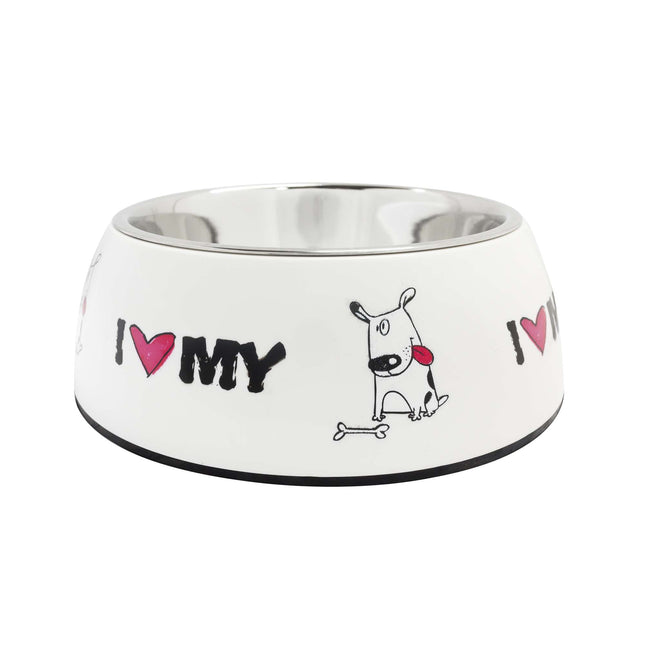 Comedero de acero inoxidable Blanco I-Love 11 cm.