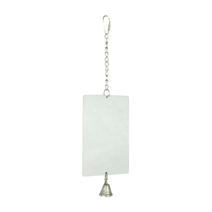 Juguete Espejo metálico con campana para pájaros 15 cm.