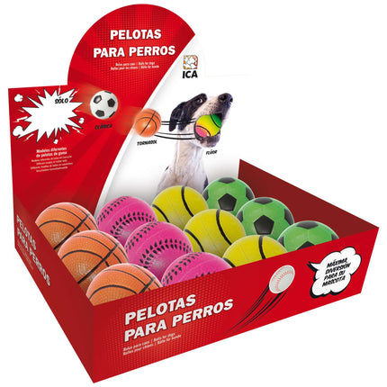 Expositor de pelotas tornasol para perros 12 unds.