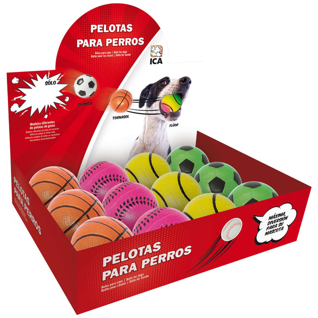 Expositor de pelotas tornasol para perros 12 unds.