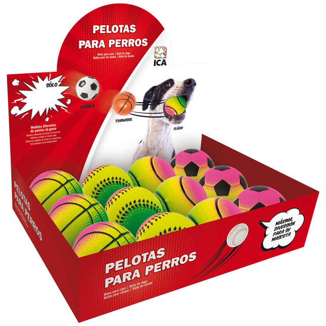 Expositor de pelotas fluorescentes 12 unds.