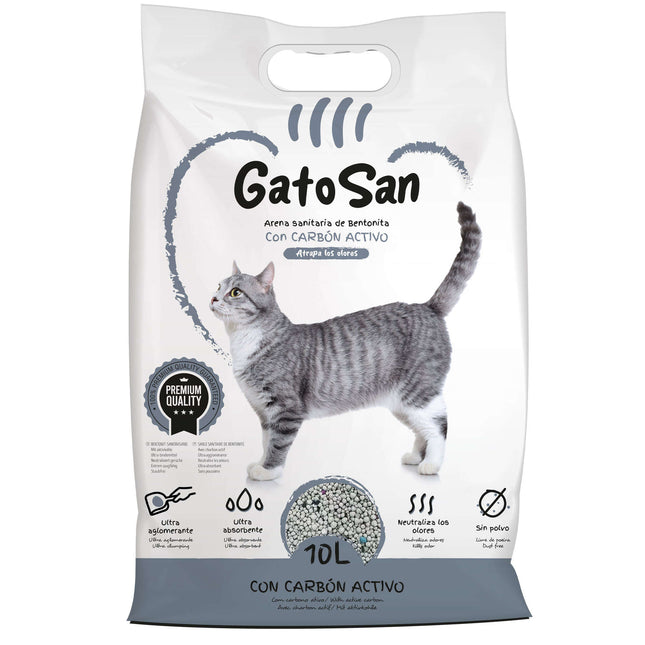 Arena sanitaria de bentonita con carbón activado GatoSan de 10 litros (Pack de 2 uds)