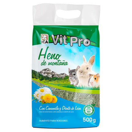 Heno de montaña con camomila y diente de león VITPRO de 500 gramos (Pack de 6 uds)