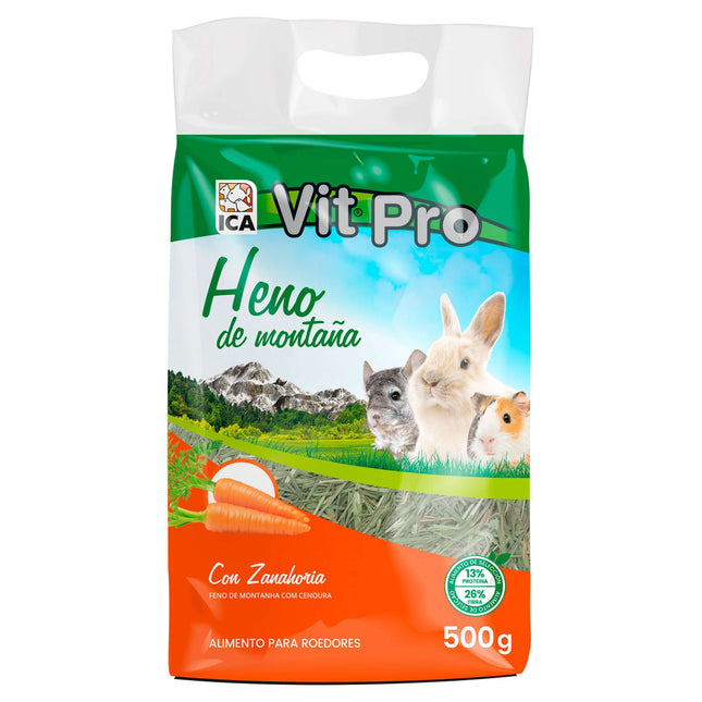 Heno de montaña con zanahoria VITPRO de 500 gramos (Pack de 6 uds)