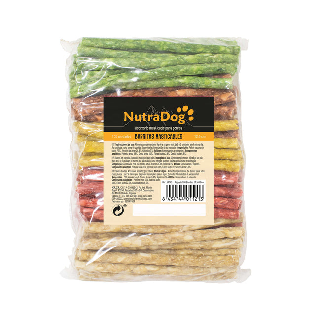 Barritas masticables de colores NutraDog de 8mm - 100 unidades
