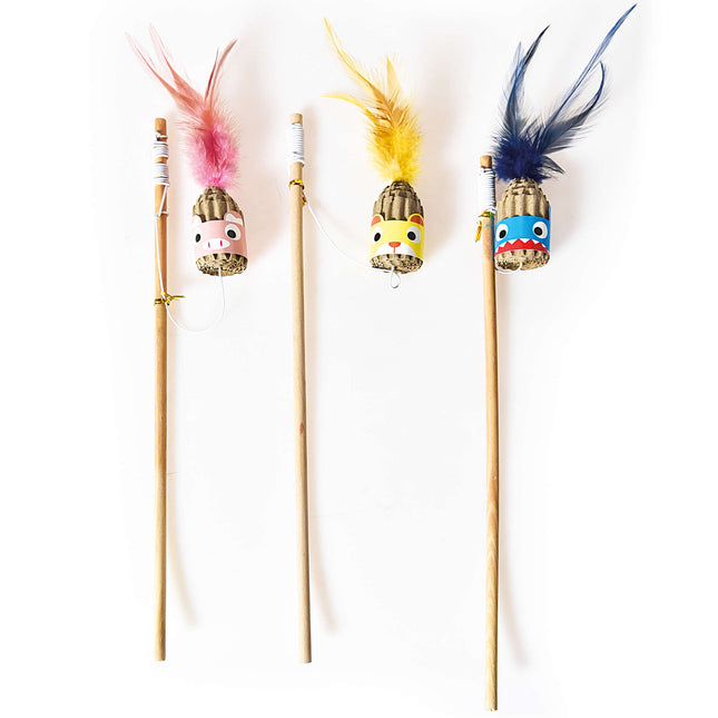 Cañas con animalitos de cartón y plumas Premier CAT de 40 cm