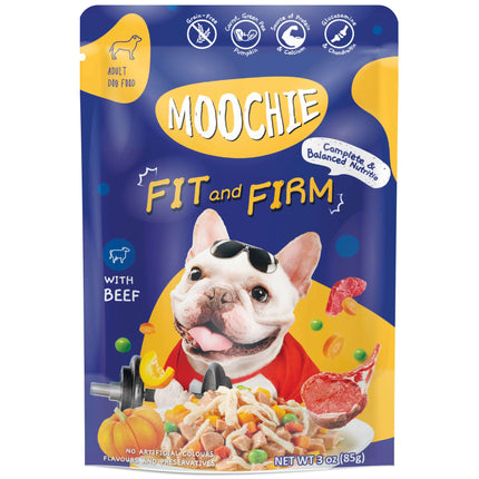 Pouch de ternera y verduras para perros MOOCHIE peso ideal de 85 gramos (Pack de 12 uds)