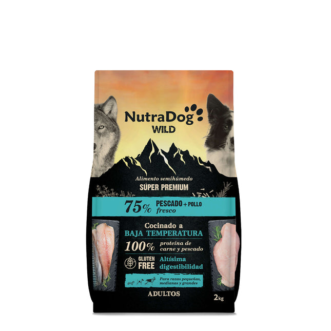 Alimento semihúmedo pescado y pollo 75% NutraDog WILD - 2 kg
