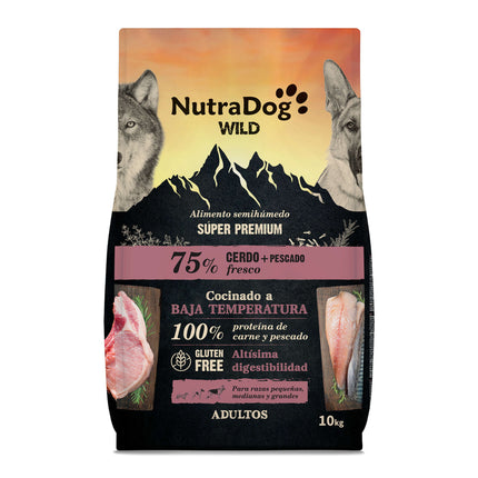 Alimento semihúmedo cerdo y pescado 75% NutraDog WILD - 10 kg