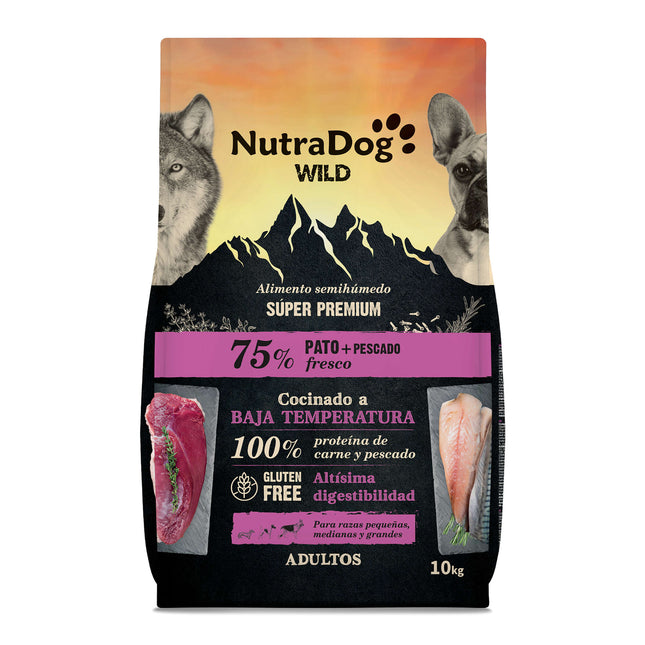 Alimento semihúmedo pato y pescado 75% NutraDog WILD - 10 kg