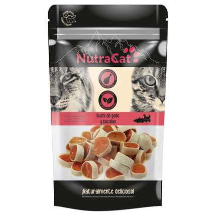 Snack sushi de pollo y bacalao NutraCat de 50 gramos (Pack de 15 uds)