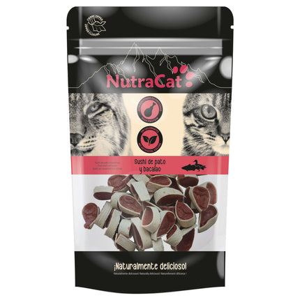 Snack sushi de pato y bacalao NutraCat de 50 gramos (Pack de 15 uds)