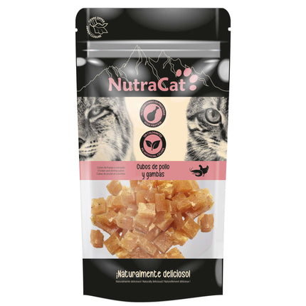 Cubos de pollo y gambas NutraCat de 30 gramos (Pack de 15 uds)