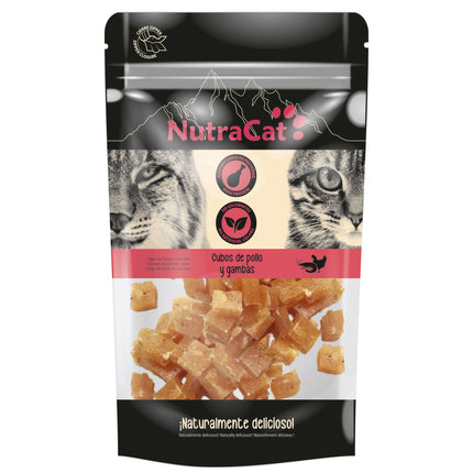 Cubos de pollo y gambas NutraCat de 50 gramos (Pack de 15 uds)