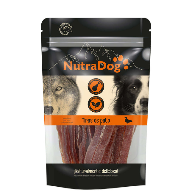 Snack tiras de pato NutraDog - 100 gramos (Pack de 12 uds)